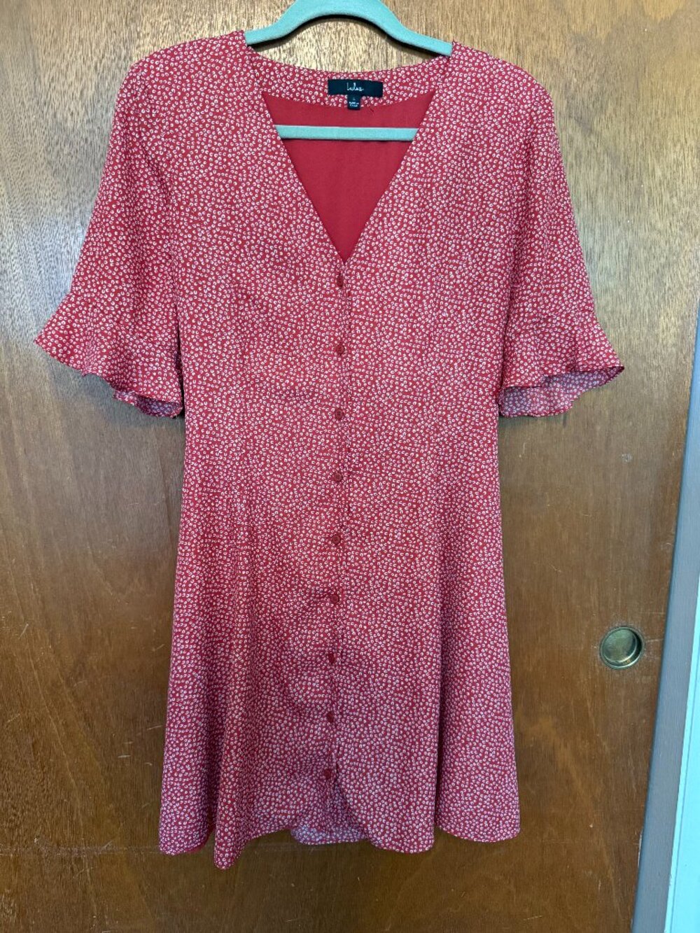 Castana Rust Red Print Button-Up Dress